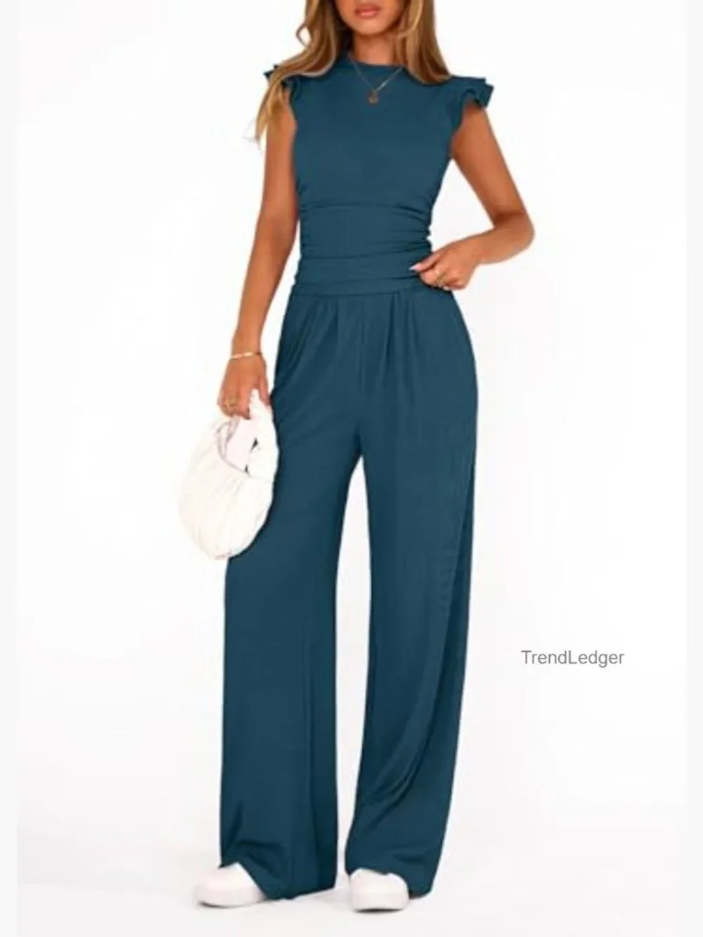 Cap Sleeve Crop Top & Wide Leg Pants Matching Set Summer Outfits